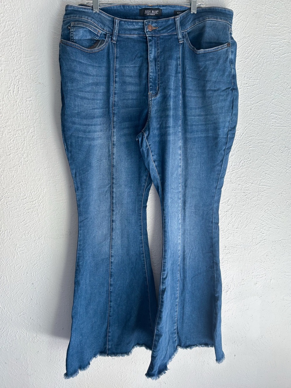 Judy Blue Super Flare Jeans 22W Medium Wash Raw Hem Boho